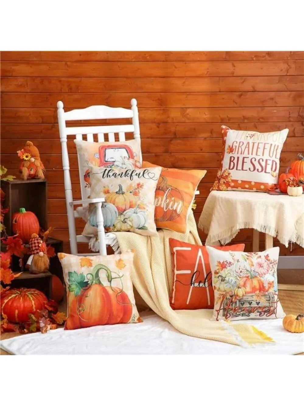 Fall Pumpkin Pillow Covers Set of 12 Thanksgiving Autumn Throw Pillow Cases 18x1